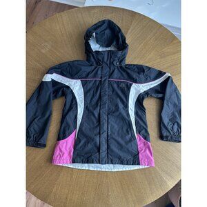 NIKE ACG Rain Jacket Nylon Shell Ski Coat Sz Large Kids Girls Pink Black Y2K